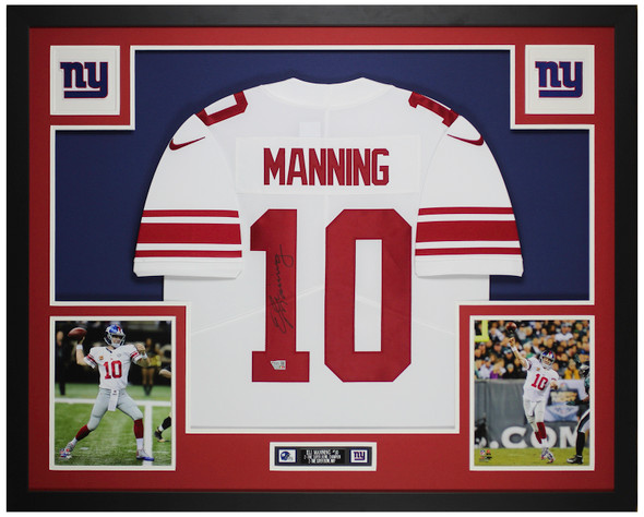 Eli Manning Autographed & Framed White New York Jersey Auto Fanatics Certified