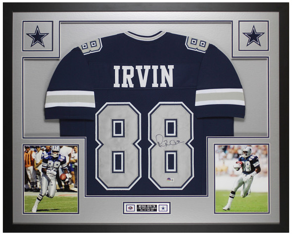 Michael Irvin Autographed & Framed Blue Dallas Jersey Auto Beckett Certified