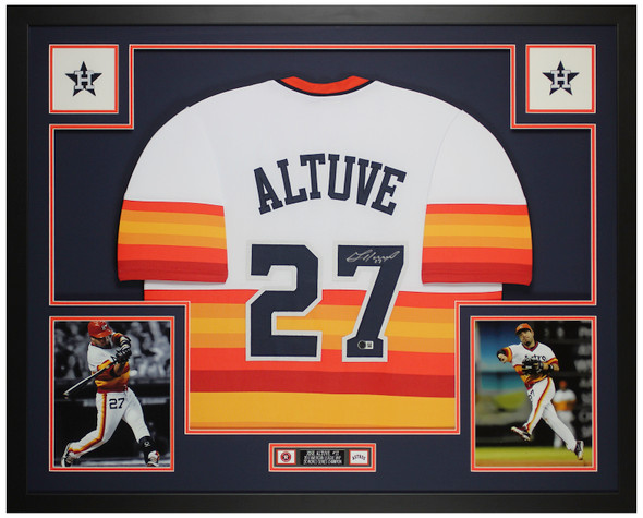 Jose Altuve Autographed & Framed Rainbow Houston Jersey Auto Beckett Certified