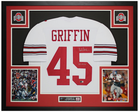 Archie Griffin Autographed & Framed White Ohio State Jersey Auto Beckett Certified