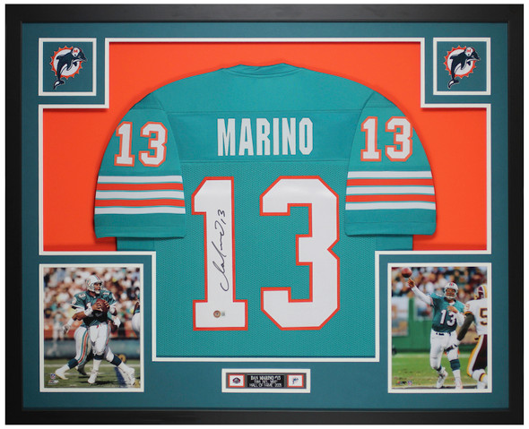 Dan Marino Autographed & Framed Teal Miami Jersey Auto Beckett Certified