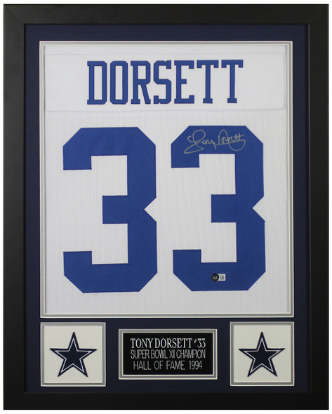 Tony Dorsett Autographed & Framed White Dallas Jersey Auto Beckett Certified