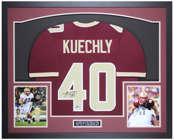 Luke Kuechly Autographed & Framed Maroon Boston College Jersey Auto Beckett Certified