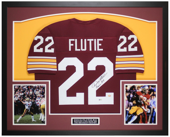 Doug Flutie Autographed & Framed Maroon Boston College Jersey Auto Beckett Certified