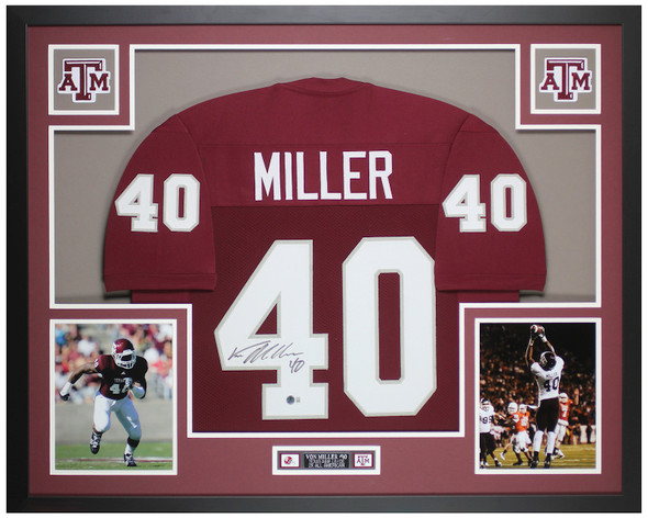 Von Miller Autographed & Framed Maroon Texas A&M Jersey Auto Beckett Certified