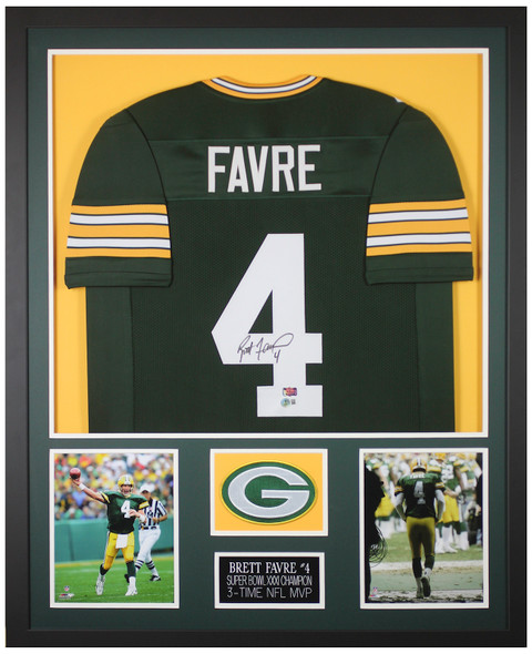 Brett Favre Autographed & Framed Green Green Bay Jersey Auto Beckett Certified