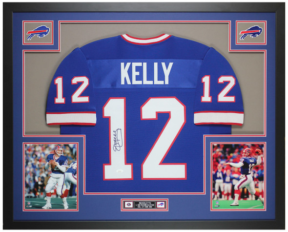 Jim Kelly Autographed & Framed Blue Buffalo Jersey Auto JSA Certified