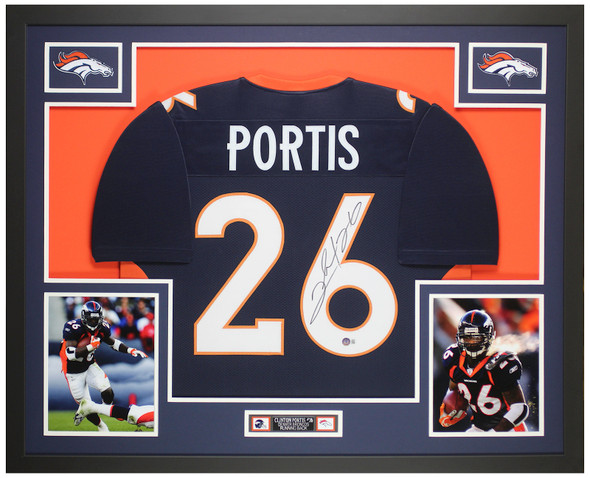 Clinton Portis Autographed & Framed Blue Denver Jersey Auto Beckett Certified