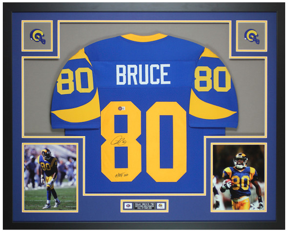 Isaac Bruce Autographed & Framed Blue St. Louis Jersey Auto Beckett Certified