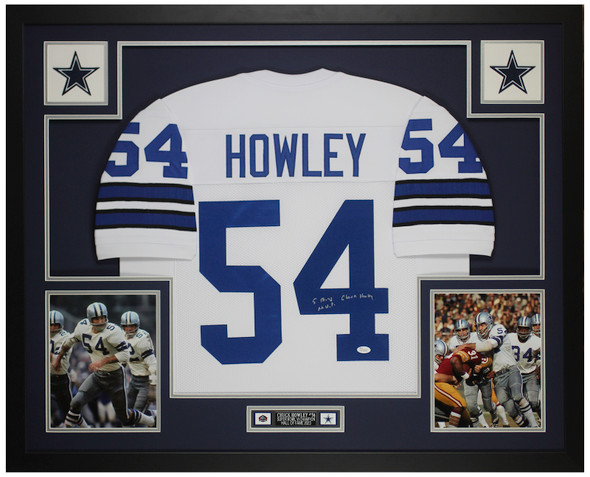 Chuck Howley Autographed & Framed White Dallas Jersey Auto JSA Certified