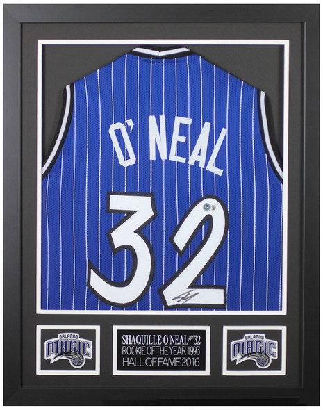 Shaquille O'Neal Autographed & Framed Blue Orlando Jersey Auto Beckett Certified