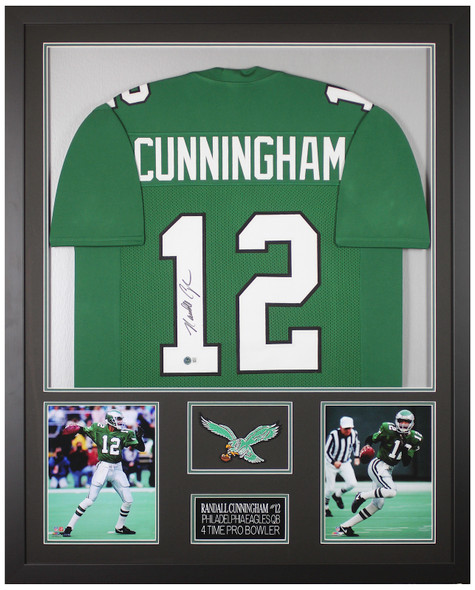 Randall Cunningham Autographed & Framed Green Philadelphia Jersey Auto Beckett Certified
