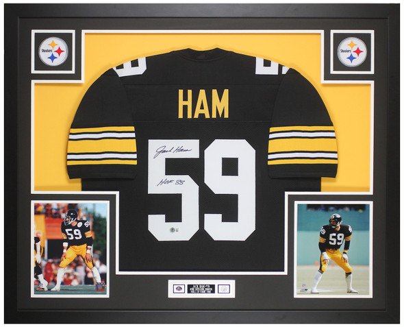 Jack Ham Autographed & Framed Black Pittsburgh Jersey Auto Beckett Certified