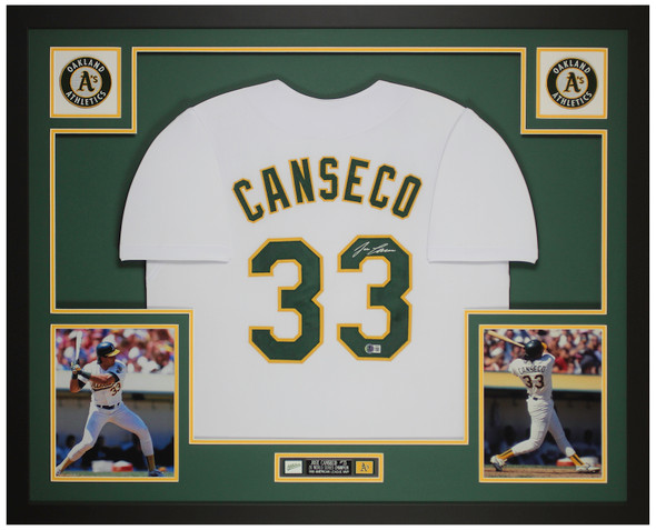 Jose Canseco Autographed & Framed White Oakland Jersey Auto Beckett Certified