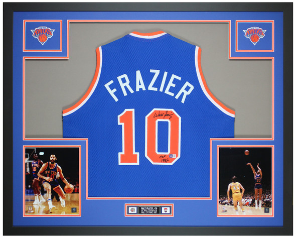 Walt Frazier Autographed & Framed Blue New York Jersey Auto Beckett Certified