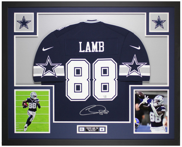 CeeDee Lamb Autographed & Framed Blue Dallas Jersey Auto Fanatics Certified