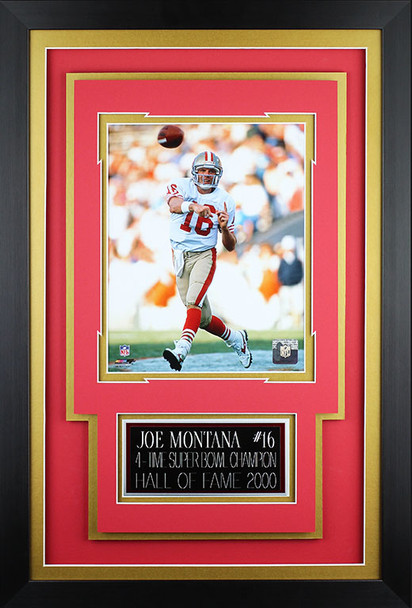 Joe Montana Framed 8x10 San Francisco 49ers Photo with Nameplate (JM-P4C)