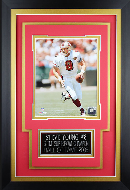 Steve Young Framed 8x10 San Francisco 49ers Photo with Nameplate (SY-P4C)
