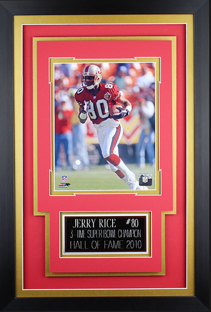 Jerry Rice Framed 8x10 San Francisco 49ers Photo with Nameplate (JR-P3C)