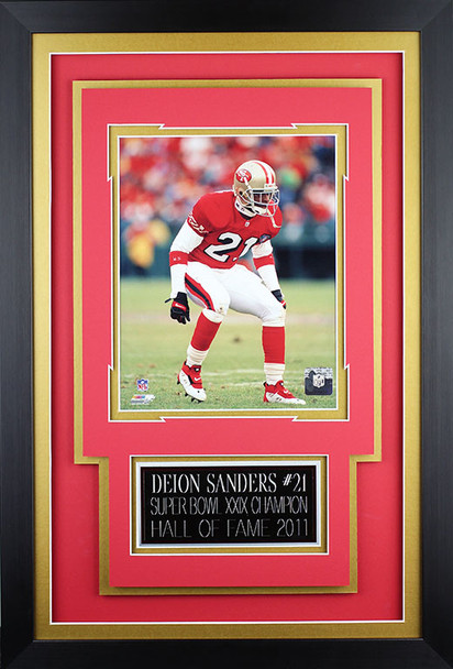 Deion Sanders Framed 8x10 San Francisco 49ers Photo with Nameplate (DS-P1C)
