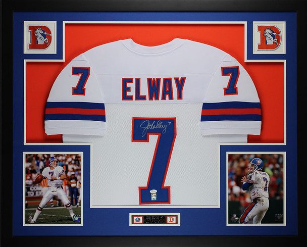 John Elway Autographed and Framed Denver Broncos Jersey