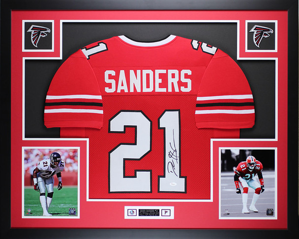 Deion Sanders Autographed and Framed Atlanta Falcons Jersey