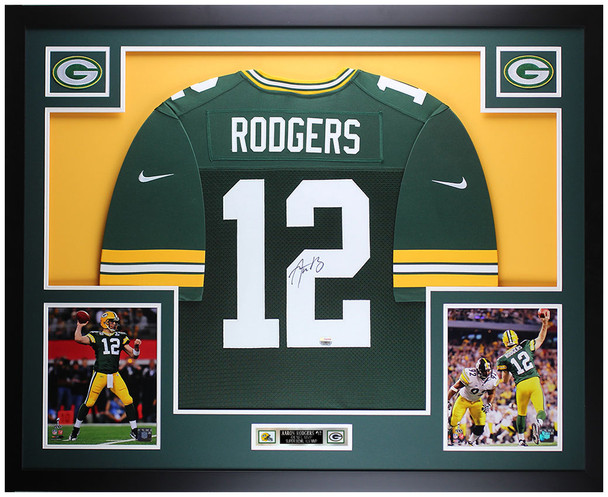 Aaron Rodgers Autographed & Framed Green Green Bay Packers Nike Jersey Auto Fanatics COA