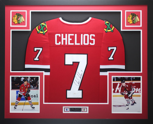 Chris Chelios Autographed and Framed Chicago Blackhawks Jersey