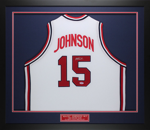 Magic Johnson Autographed and Framed Team USA Jersey