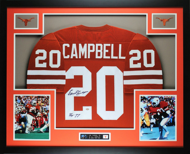 Earl Campbell Autographed and Framed Texas Longhorns Jersey
