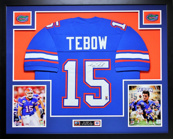 Tim Tebow Autographed and Framed Florida Gators Jersey