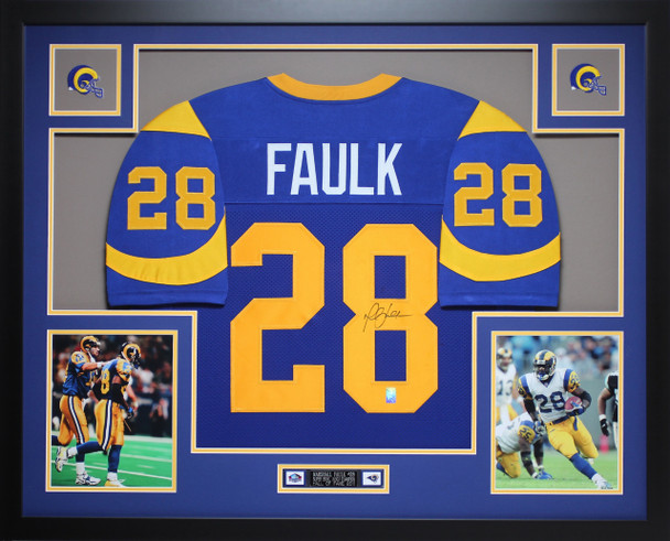 Marshall Faulk Autographed and Framed St. Louis Rams Jersey
