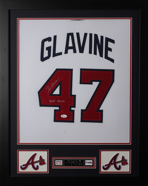 Tom Glavine Autographed and Framed White Braves Jersey Auto JSA COA