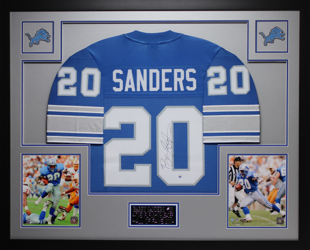 Barry Sanders Autographed and Framed Detroit Lions Jersey