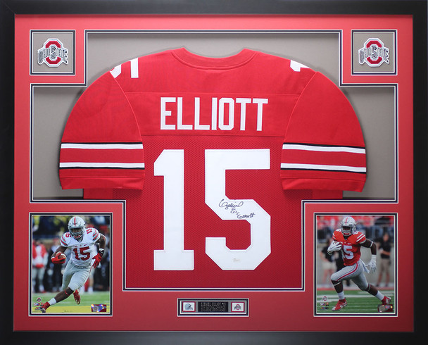 Ezekiel Elliott Autographed and Framed Ohio State Buckeyes Jersey