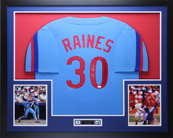 Tim Raines Autographed and Framed Montreal Expos Jersey