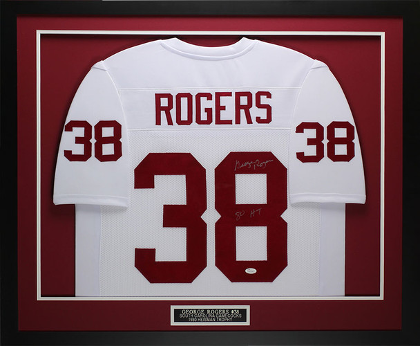 George Rogers Autographed and Framed South Carolina Gamecocks Jersey