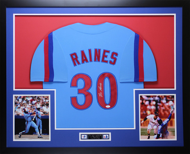 Tim Raines Autographed and Framed Montreal Expos Jersey