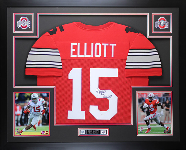 Ezekiel Elliott Autographed and Framed Ohio State Buckeyes Jersey