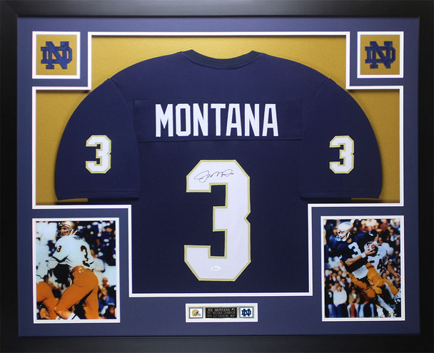 Joe Montana Autographed and Framed Notre Dame Fighting Irish Jersey