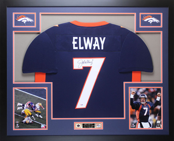 John Elway Autographed and Framed Denver Broncos Jersey