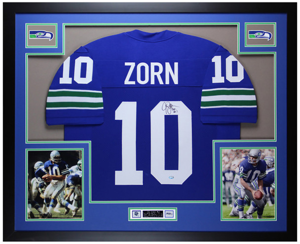 Jim Zorn Autographed & Framed Blue Seattle Seahawks Jersey Auto MCS COA