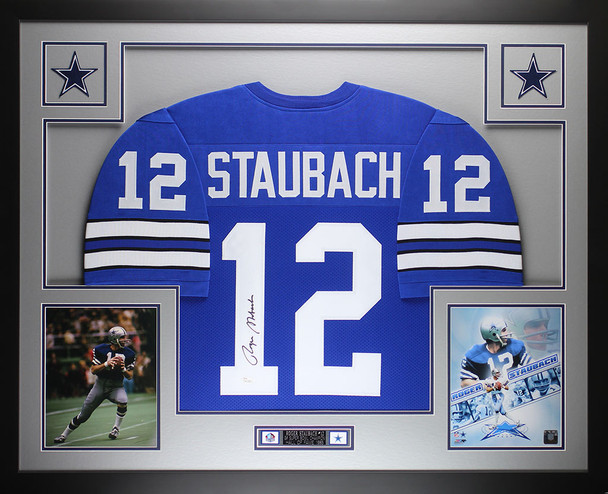 Roger Staubach Autographed and Framed Dallas Cowboys Jersey