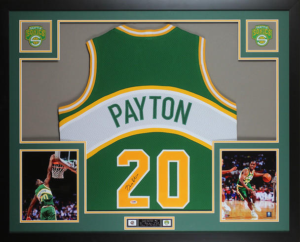 Gary Payton Autographed and Framed Seattle Super Sonics Jersey