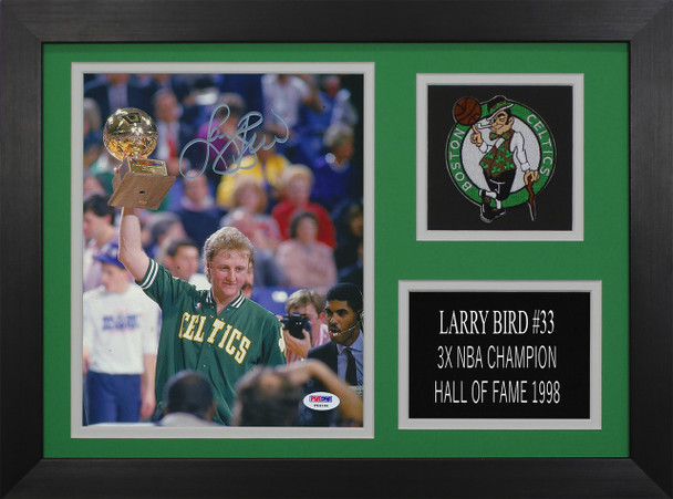 Larry Bird Autographed and Framed Boston Celtics Photo