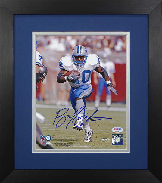 Barry Sanders Autographed and Framed Detroit Lions Photo