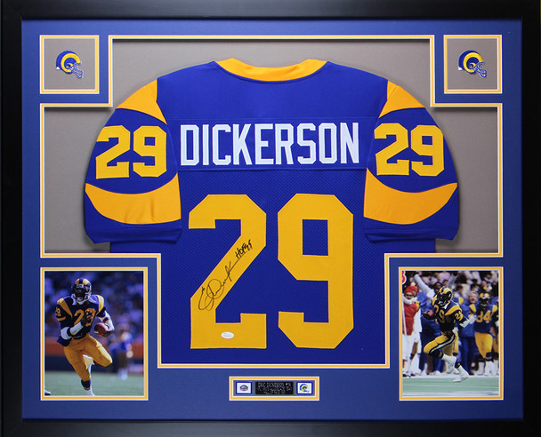 Eric Dickerson Autographed and Framed Los Angeles Rams Jersey