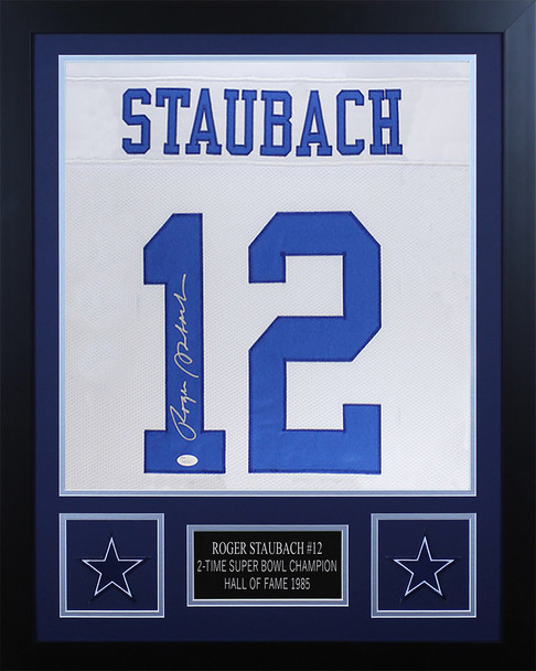 Roger Staubach Autographed and Framed Dallas Cowboys Jersey