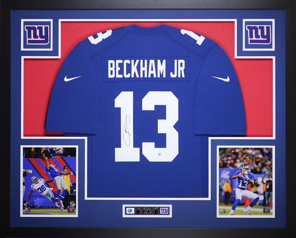 Odell Beckham Autographed and Framed New York Giants Jersey