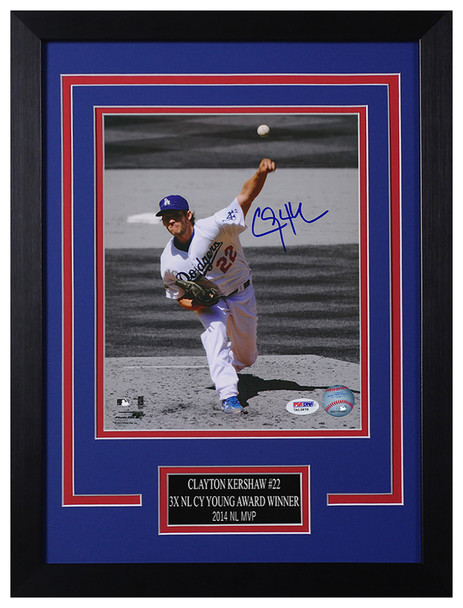 Clayton Kershaw Autographed and Framed Los Angeles Dodgers Photo
